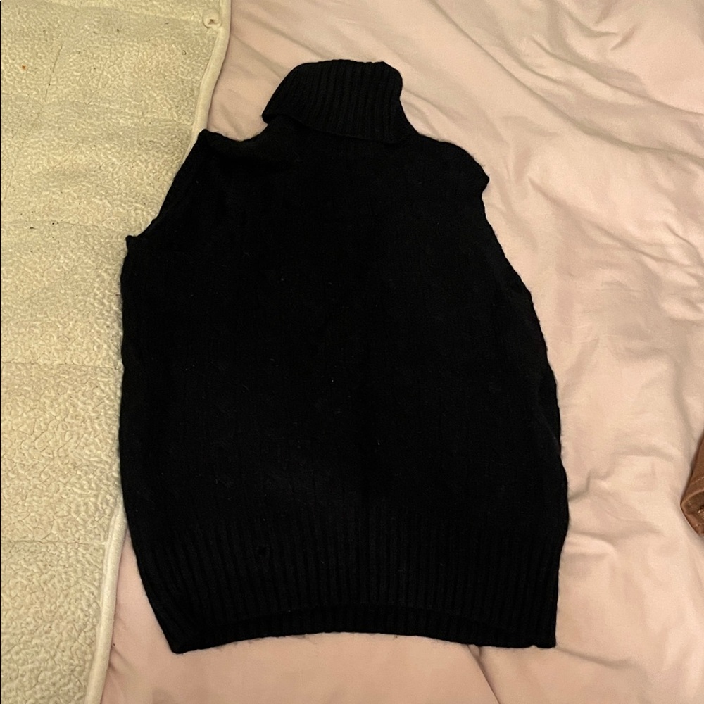 Ralph Lauren Black Sleeveless Turtleneck Sweater